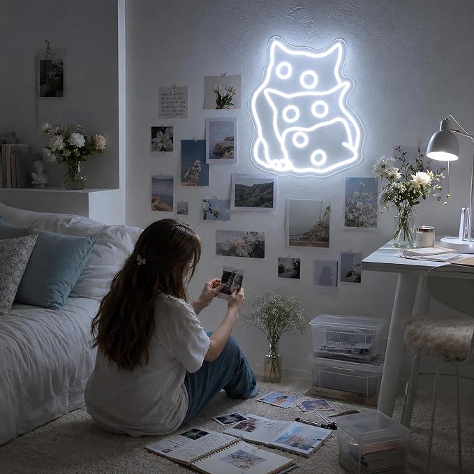 Cat Neon Sign Led Sign Neon Signs for Wall Decor Neon Lights | Cat Led Light Up Sign, Whit Room Decor, Boys Girls Gift, Party, Wall Decor, 5V USB Powered