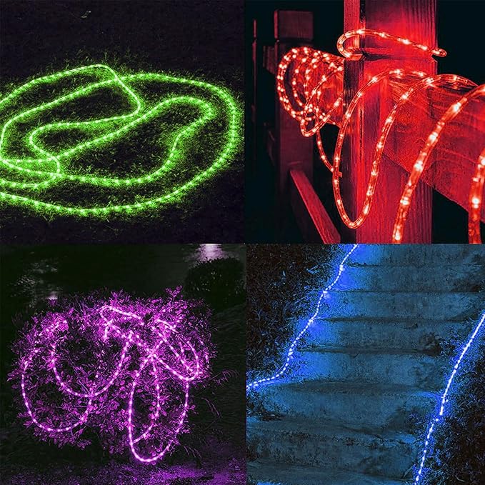 echosari 53Ft Rope Lights Outdoor Battery Operated, 160 LED Rope String Lights Colors Changing with Remote Timer Waterproof Rope Lights for Patio Garden Camping Decoration