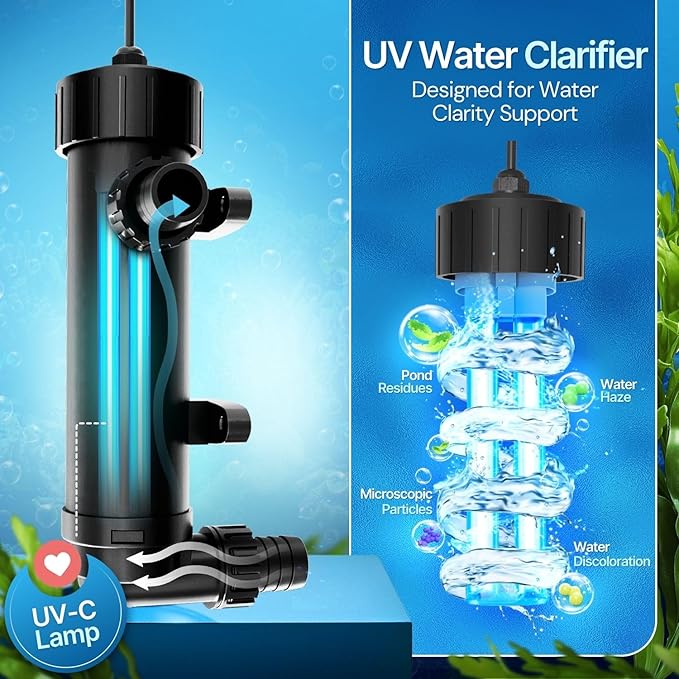 Flexzion 9W UV Pond Light Clarifier for Outdoor Koi Ponds | 9W Uv Light for Pond Clarifier, 1500L/H Flow