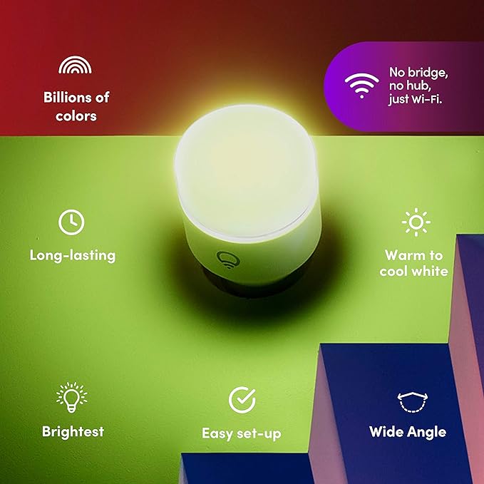 LIFX Smart Light Bulbs A19 E26 (2 Pack), Color Changing RGB + Warm White 1100 Lumens Tunable LED, 11W, Matter Compatible, Apple HomeKit, Alexa & Google Home, Dimmable