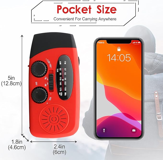 RunningSnail Hand Crank Radio with LED Flashlight, for Power Outage | AM FM NOAA Emergency Weather Radio,2000mAh Phone Charger,Hand Cranked,Solar Panel