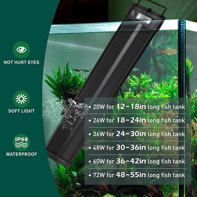 hygger Aquarium Programmable LED Light, for 36~42in Long Full Spectrum Plant Fish Tank Light with LCD Setting Display, 7 Colors, Sunrise Sunset Moon and DIY Mode, for Novices Advanced Players
