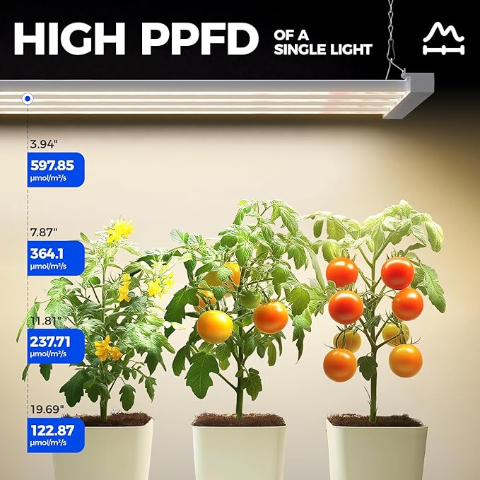 Barrina TX-L63 3FT LED Grow Light, 63W, 4 Panels Wider Coverage, High PPFD | Full Spectrum with 730nm IR LEDs, High PPFD, Linkable to 5, Hanging Plant Lights for Indoor Greenhouse, Veg, Seeding, 1 Pack