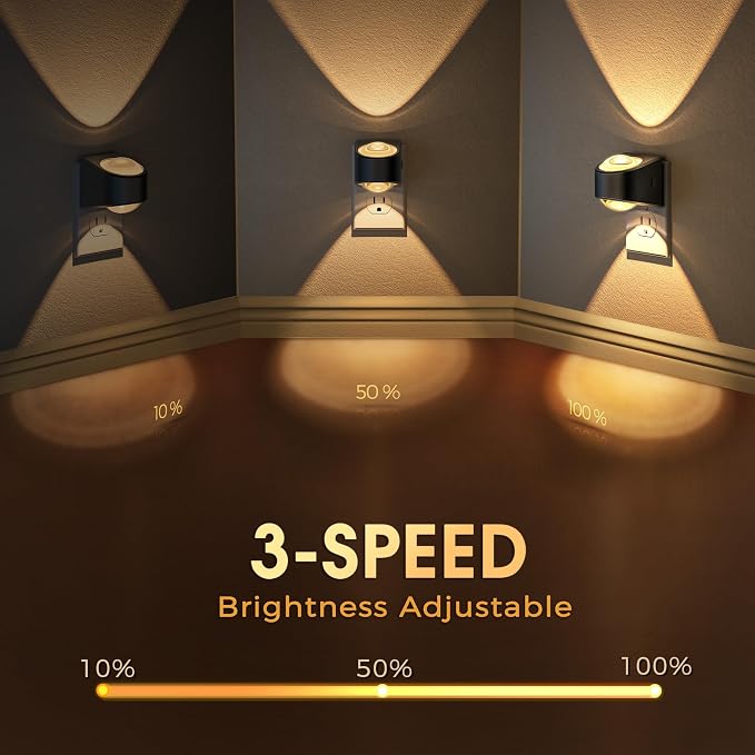 Projector Night Light, Dimmable Plug in Nightlight, Dusk to Dawn | Rotating Night Lights Plug into Wall, Adjustable Brightness, Soft White for Kids, Bathroom Bedroom Gaming Room, Home Decor