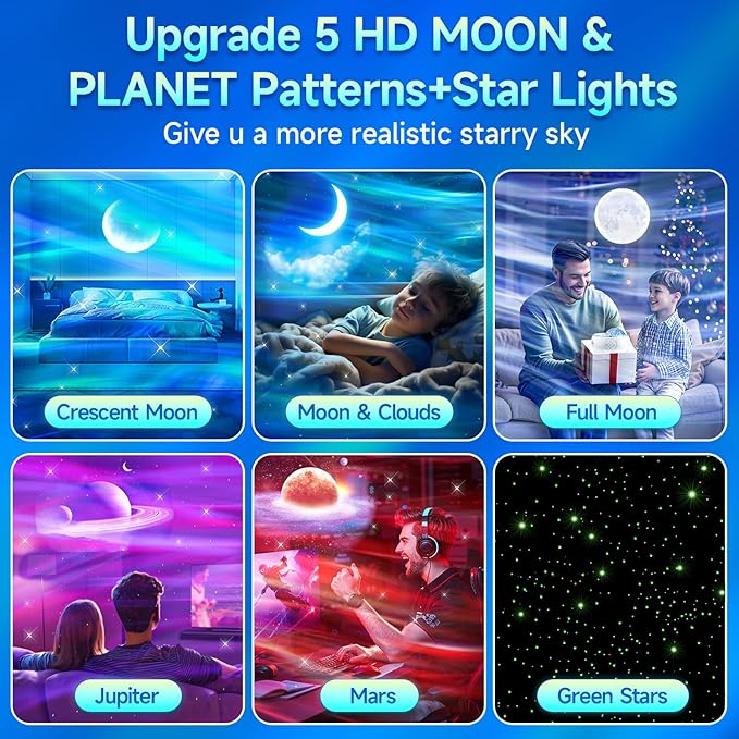 Galaxy Projector Sound Machine Aurora Night Light Projector with 30 Sounds,16 Colors Star Northern Lights Projector Bluetooth Speaker, Remote Timer Teen Gift Led Lights Mood Sensory Light for Autism