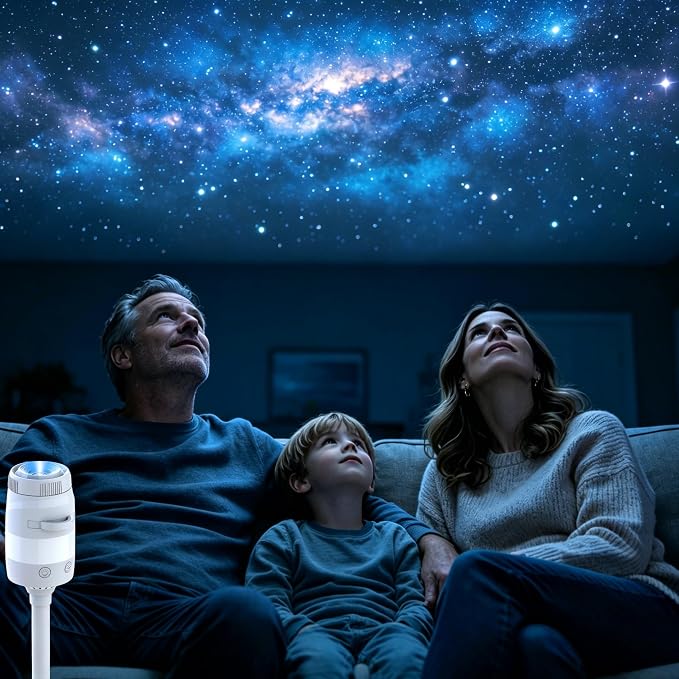 Galaxy Projector Night Light, 2-in-1 USB Portable Galaxy Star Projector Night Light, LED Ceiling/Wall Projection Lamp with 360° Rotation, USB Power for car and Bedroom, Decoration for Adults and Kids