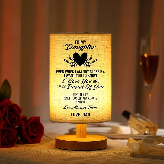 WSYEAR Birthday Gifts for Daughter from Dad,to My Daughter Gifts from Dad- Table Lamp Best Father Daughter Valentines Day Mothers Day Graduation Gifts for Grown Daughter