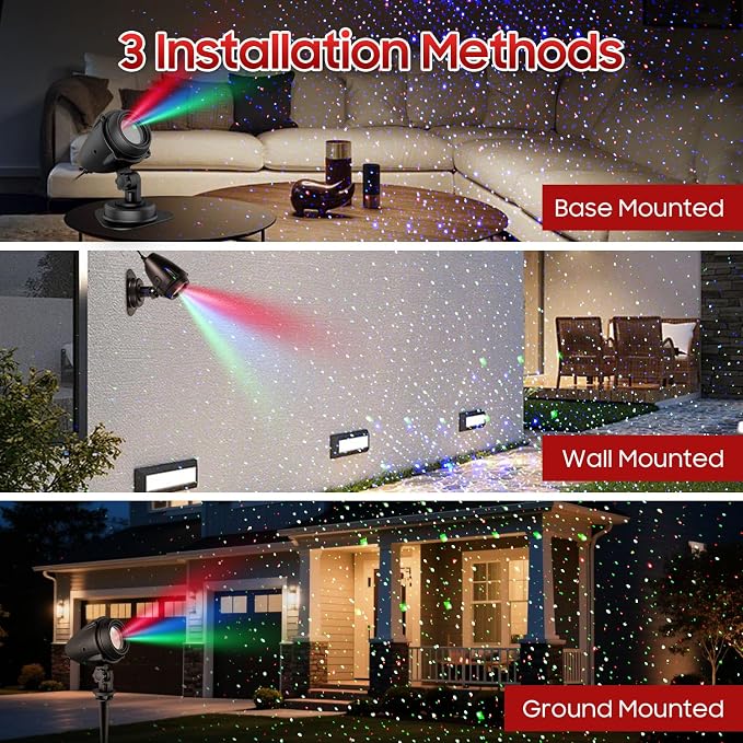 Outdoor Projector Lights, RGB Firefly Laser Lights Outdoor, IP65 Waterproof Garden Landscape Lighting for Yard House Patio Pool, Moving Galaxy Star Show for Summer Party Backyard Decorations