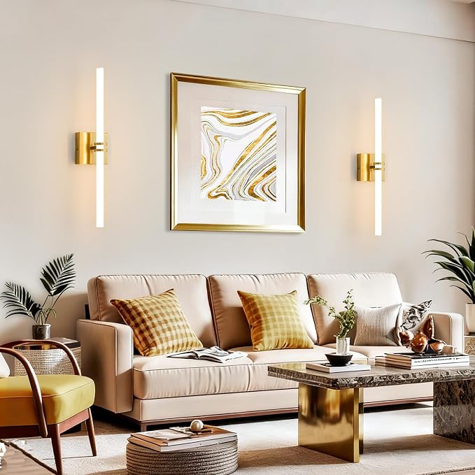 Gold Bathroom Light Fixture LED Vanity Light 22" Wall Sconce | 5CCT Dimmable Wall Light, Modern 360° Lighting, 18W Hardwired Vanity Light for Bathroom, Flicker-Free
