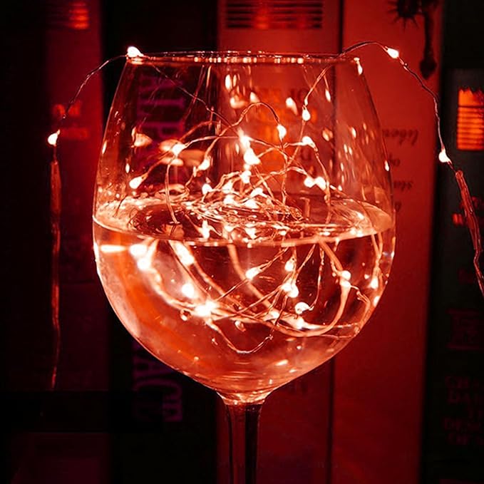 12 Pack Fairy Lights Battery Operated String Lights - 7ft 20 LED Waterproof Silver Wire Firefly Lights for DIY Wedding Décor Table Centerpieces Craft Mason Jars Party Decor(RED)