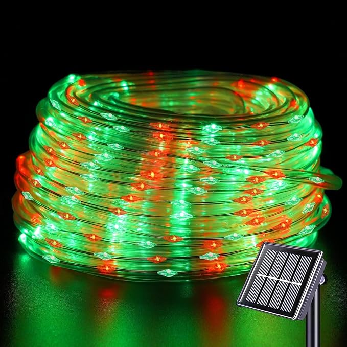 QITONG 200 Led Solar Rope Lights Red and Green