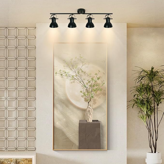 Track Lighting Fixtures Ceiling Black Track Lighting Kitchen Light Fixtures Ceiling Light 4 Light Angle Adjustable Industrial Track Lighting Kit for Living Room Gallery office Mall Billiard Table