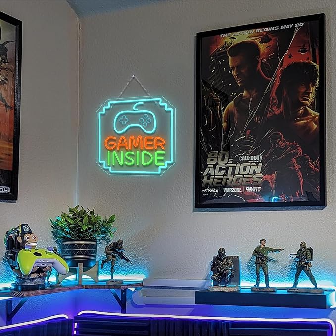 Gamer Inside Neon Sign Game Controller LED Sign for Gaming Room Decor Best Gamer Gifts for Boys Kids Game Neon Sign for Teen Boy Room Decor