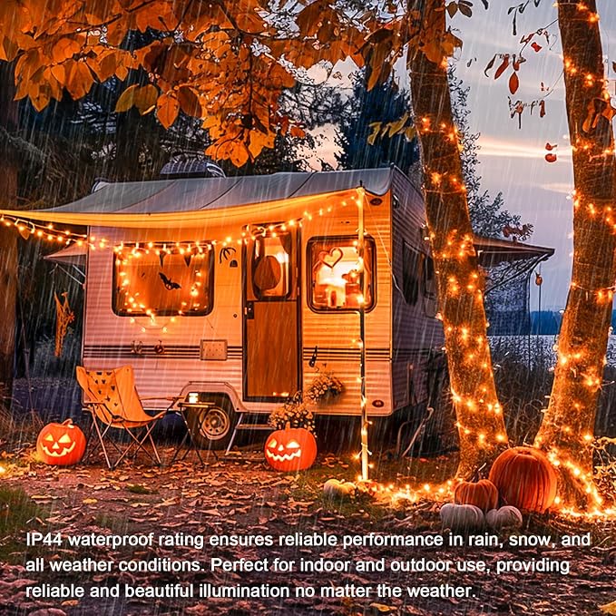 JMEXSUSS 300 LED Orange Lights for Halloween Indoor Outdoor Decor | 99FT Orange Christmas Lights Clear Wire Plug in for Fall Party RV Patio Yard Halloween Tree Decorations