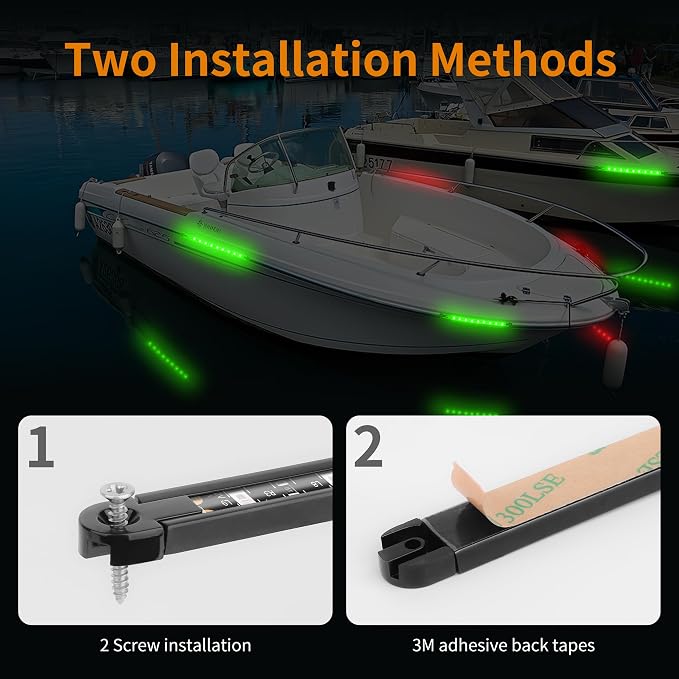 RVZONE Boat Navigation Lights, Navigation Lighting For Boats Led, Marine Lighting For Night Fishing, Boat Red and Green Bow Lights, Deck Lights for Marine, Yacht, Kayak, BassBoat, Pontoon