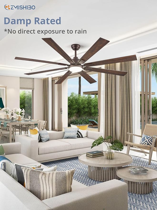 ZMISHIBO 72” Farmhouse Ceiling Fan with Light, Remote Control, Oil Bronze | High CFM Powerful Airflow, Quiet DC Motor, 24W 3 CCT LED, Indoor/Covered Outdoor, Dual-Finish, Damp Rated, Rustic