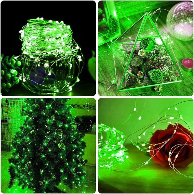 8 Pack Green Fairy Lights Battery Operated, 7ft 20 LED Mini String Twinkle Lights for St. Patrick's Day Christmas Halloween Mason Jars Centerpiece Table Decorations (8, Green)