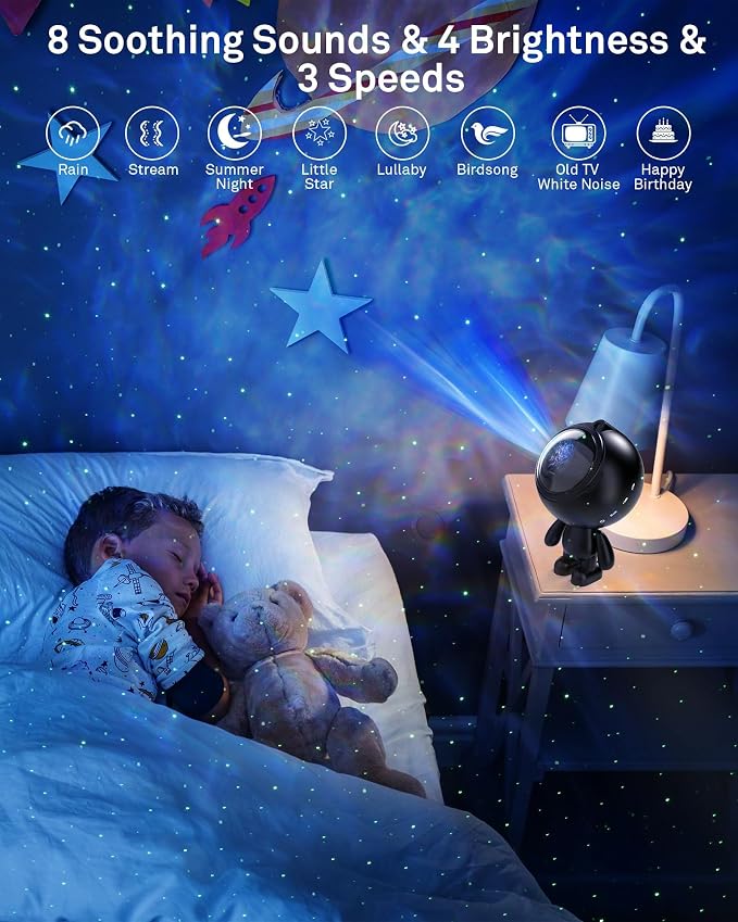 AIRIVO Star Projector, Galaxy Projector Night Light Bluetooth Speaker with Timer,Remote,White Noise, Posture Adjust,Room Bedroom Decor,Birthday Gifts for Kids Adults