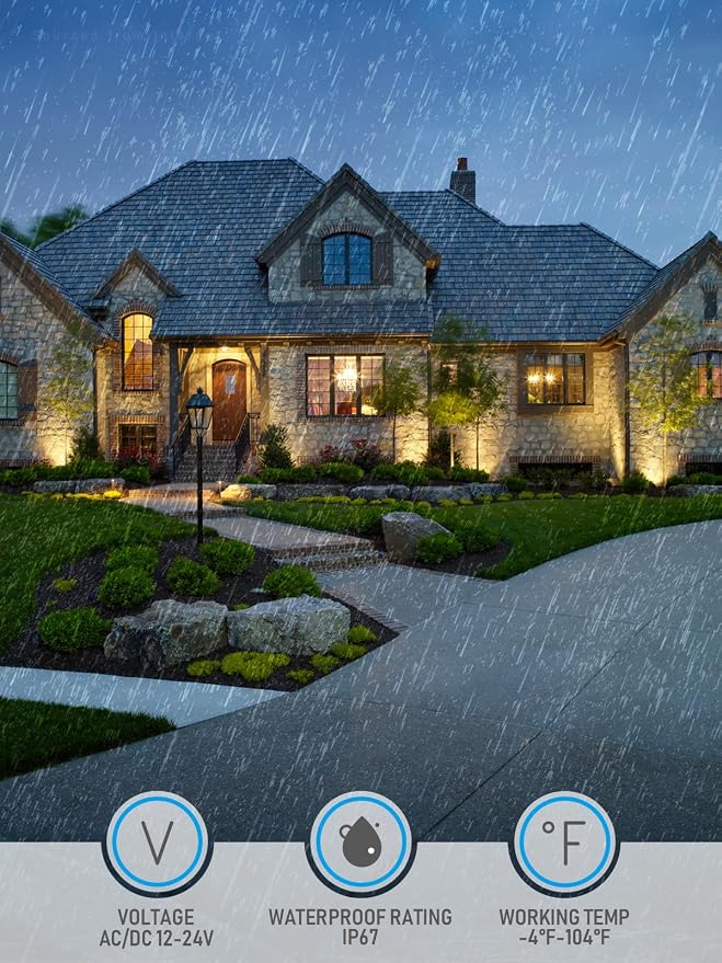 LEONLITE 12-Pack 7W 3000K Well Lights In Ground Outdoor, Rock Color | 12-24V AC/DC, CRI90, IP67, Warm White, Low Voltage Garden Landscaping, Embedded Parts Included, Aluminum