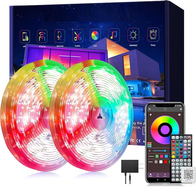 Ledagic Led Lights for Bedroom 250ft (2 Rolls of 125ft), RGB Led Lights | Color Changing Led Strip Lights with 60 Keys Remote and App Control, Music Sync Led Lights for Room Kitchen Party Home Decor