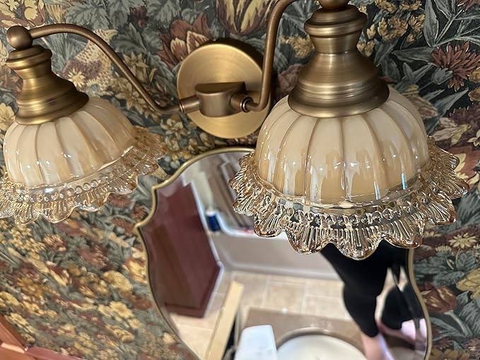 Vintage Vanity Light Brushed Brass 2 Light Vanity Lights for Bathroom Vanity Light Fixtures