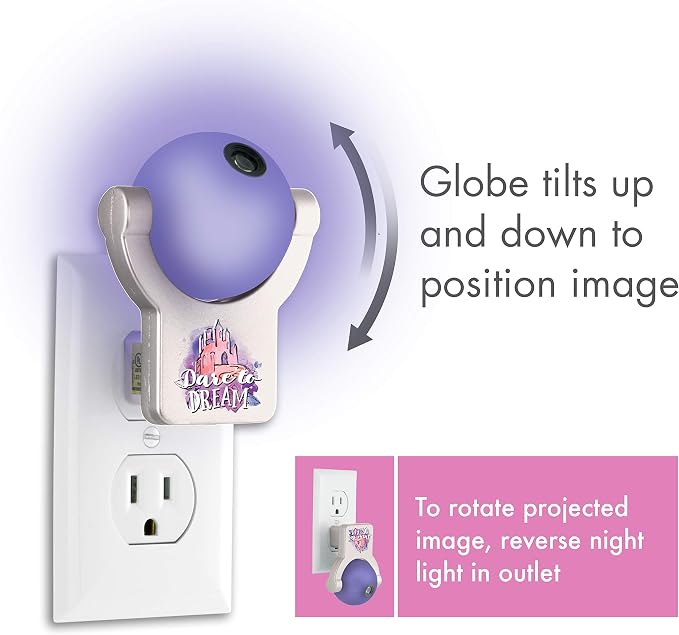 Projectables Disney Princess LED Night Light Plug-in, Dusk-to-Dawn, Ariel, Belle, and Jasmine on Ceiling, Floor, or Wall, Ideal for Girls Room, Nursery, Playroom, Bathroom, Bedroom, 13230, 1-Image