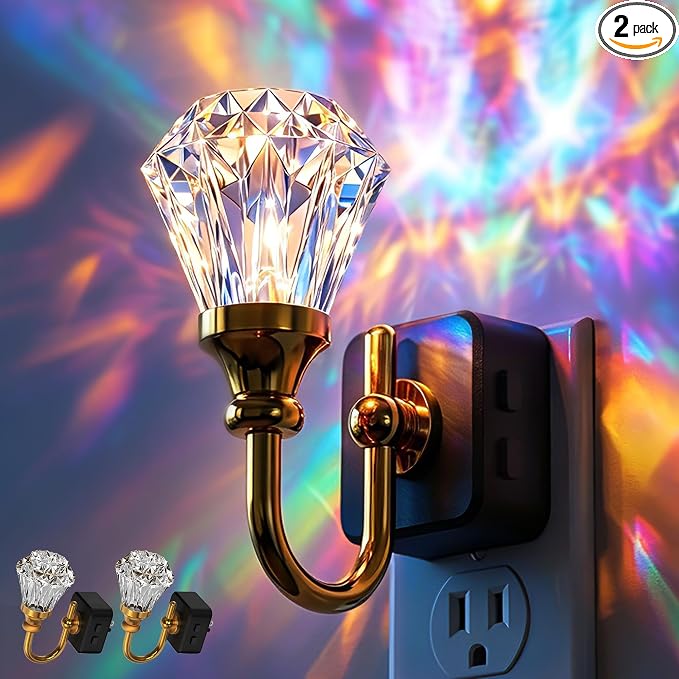 L LOHAS LED Night Lights Plug into Wall,RGB Floral Night Lights | 2 Pack 10-Color Changing, Auto Sensor, 3 Brightness Levels, Rotatable Plug in Nightlight for Bedroom, Nursery, Hallway, Gift