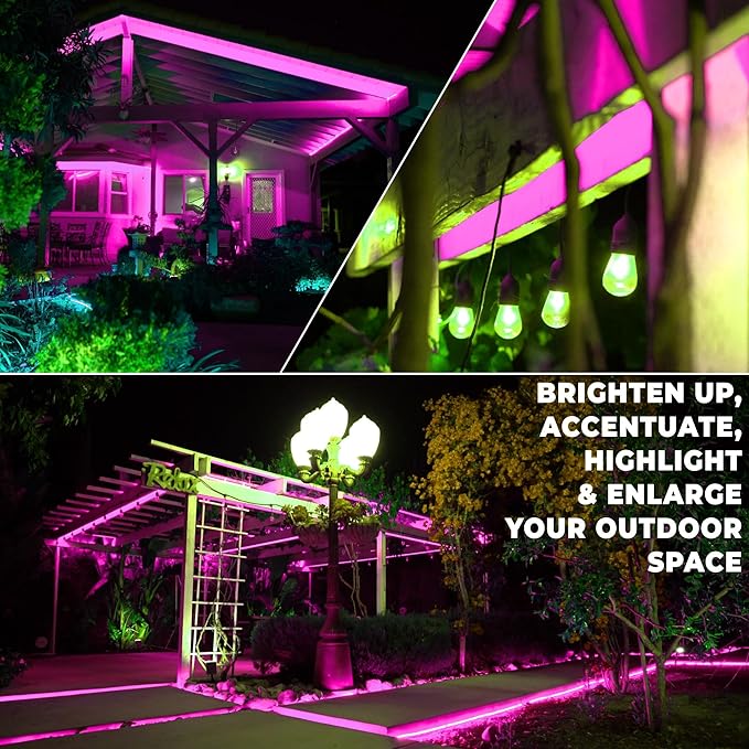 WYZworks 1656LEDs 150ft LED Outside Rope Lights, Outdoor ETL Certified Waterproof Permanent 360 Degree Light Emitting, Flexible Tube, Connectable, Christmas Palm Tree Exterior Landscape, Pink