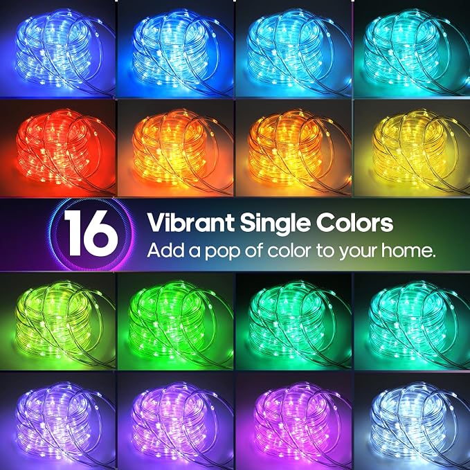 Rope Lights for Outside 66FT 200 LED RGB Battery Operated String Lights | 24 Colors RGB, Color Changing, Waterproof, Remote, String Light Outdoor for Christmas Halloween Party Holiday Wedding Decor