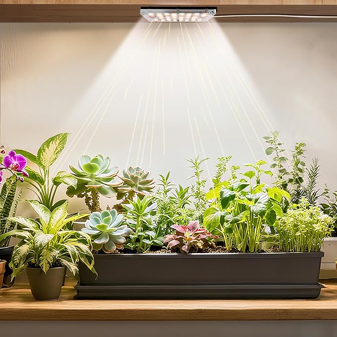 Under Shelf Grow Light, Stick On LED Plant Light, Indoor Plants with Timer | USB Powered Under Cabinet Grow Light, Full Spectrum 3500K High PPFD Puck Light for Shelves, Terrarium & Indoor Plants