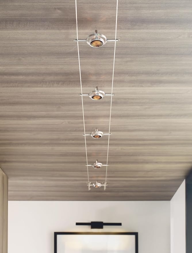 Tiella 800CBL5PN-LED, Accent Electronic Low Volt Surface Track Lighting Kits, LED Compatible, Nickel