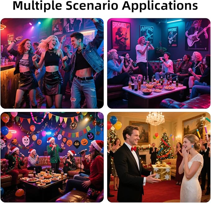 2-Piece Party Lights, Voice Controlled with Remote Control | Disco Ball Lights, DJ Strobe Lamp, Wedding Bars, KTV Karaoke/New Year's Eve Halloween Christmas Decorations. ﻿