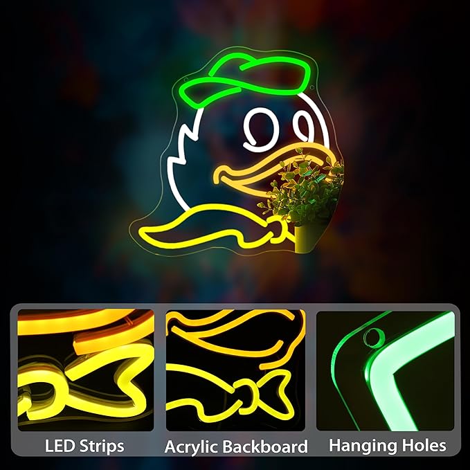 Neon Sign, Duck Neon Signs for Wall Decor LED Light up Signs Home Decor for Bedroom, Man Cave, Gaming Room, Party, Club, Pub, Bar Decoration Christmas Halloween Easter Gift USB Operated