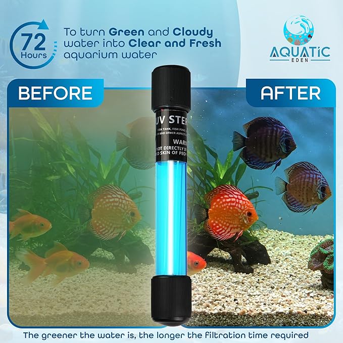 7W UV Light for Aquariums with 4 Timer Modes | UV-C Light for Sump Filters, Top & Bottom Filter Boxes, External Filter Chambers, Hang-On-Back Filters & Small Ponds – Keeps Fish Tanks Clear & Healthy