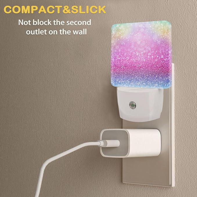Pink Glitter Night Light,Plug in Night Light, Dusk to Dawn Sensor Nightlights for Stairway/Hallway/Kitchen/Bedroom/Bathroom 0.5W