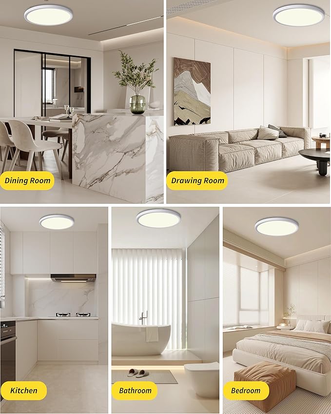 4pack 9 Inch Flush Mount Ceiling Light, 18w Led Ceiling Light, 3000k/4000k/6000k Selectable 1860lm Ceiling Light, Super Slim Led Light Fixture For Bedroom Kitchen Living Dining Room Office