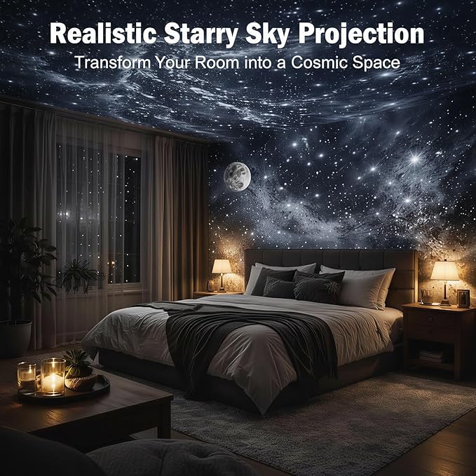 Galaxy Projector Night Light, Star Projector USB LED Starry Sky Ceiling Lamp, 24 Film Discs 360° Adjustable Planetarium Projector for Bedroom Adults, Ceiling Night Light Projector for Room Mood Decor