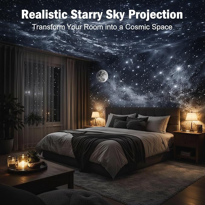 Galaxy Projector Night Light, Star Projector USB LED Starry Sky Ceiling Lamp, 12 Film Discs 360 Adjustable Planetarium Projector for Bedroom Adults, Night Light Projector for Room Mood Decor