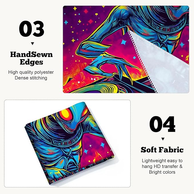 BVBOX Blacklight Space Astronaut Tapestry UV Reactive Galaxy Planet Glow in Dark Tapestries Black Light Poster Neon Wall Hanging Art for bedroom Living Room (Alien1-1M)