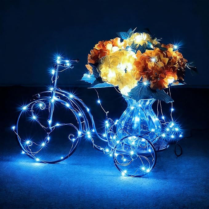 2 Pack Fairy Lights Battery Operated - 16.4ft 50 LED Blue | Starry Fairy Lights , 8 Modes Waterproof with Timer for Indoor Outdoor Bedroom Party Holiday Christmas Decor, Copper Wire
