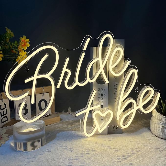 Bride to be Neon Sign, Warm White LED Neon Light Signs USB Wedding Light Signs for Bridal Shower Bachelorette Engagement Party Backdrop