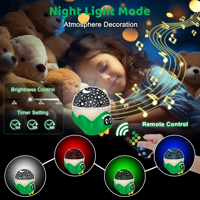 Dinosaur Night Light Projector for Kid Room | Dinosaur Toys for Kids 3-5 | Baby Light Projector with Music Timer and Remote Control Birthday Gifts for Boys