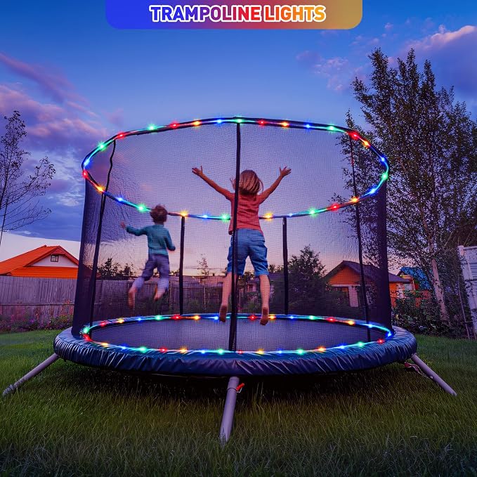 JMEXSUSS 2 Pack 100 LED Solar Rope Lights Outdoor, Multicolor Tube Lights | 33ft, IP65 Waterproof, 8 Modes, PVC Tube, Outdoor, Trampoline Lights For Fence Walkway Path Trampoline Christmas Decor