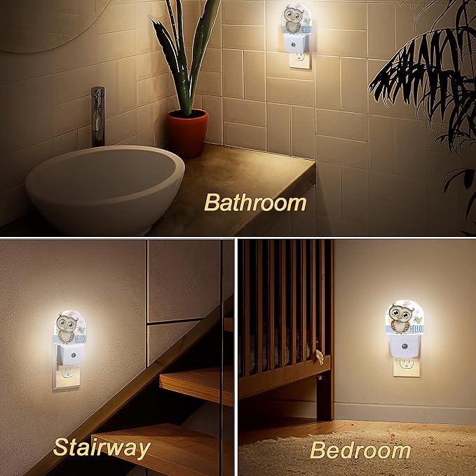 Night Light,Cute Cartoon Owl and Butterfly Night Lights Plug Into WallDusk to Dawn Sensor for Bedroom Bathroom and Living Room for Women/Girls Gift