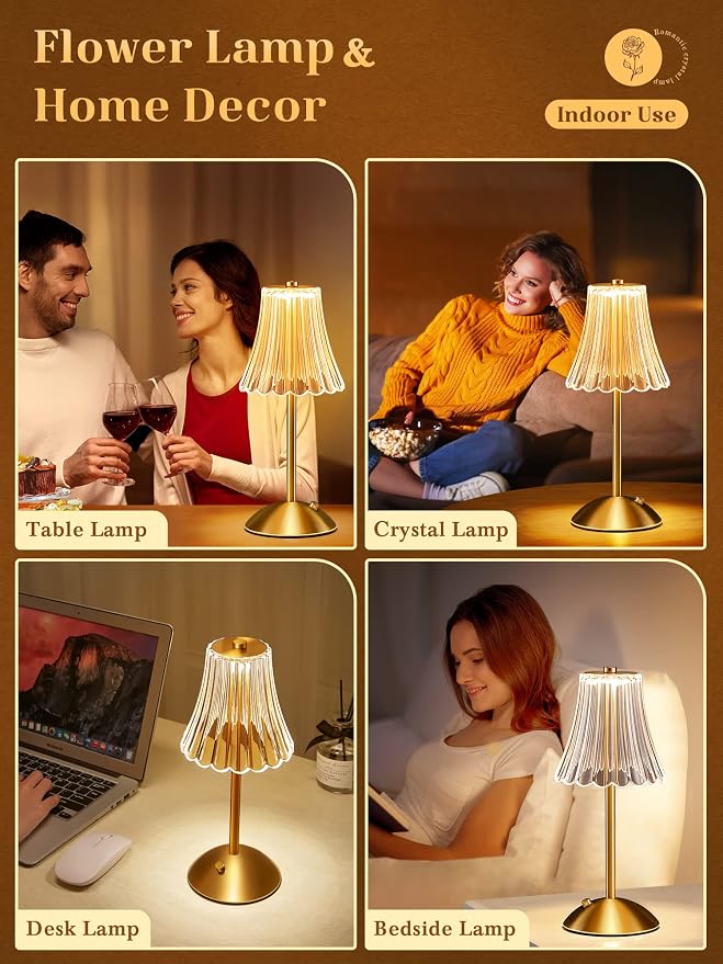 LED Table Lamp, 3200mAh Rechargeable Battery Operated, 30 Lighting Modes Bedside Light for Bedroom, Touch Control Nightstand Lamp, Small for Bedroom and Nightstand