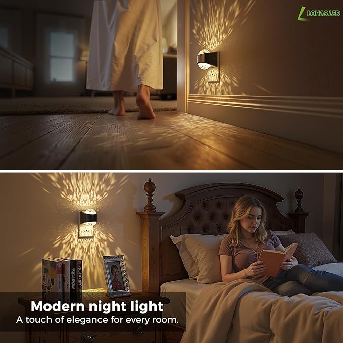 L LOHAS LED Night Light,Night Lights Plug into Wall, Projector Night Light with Dusk to Dawn Sensor,3000K Soft White, Adjustable Brightness, Nightlight for Kids Nursery Bathroom Christmas Gift