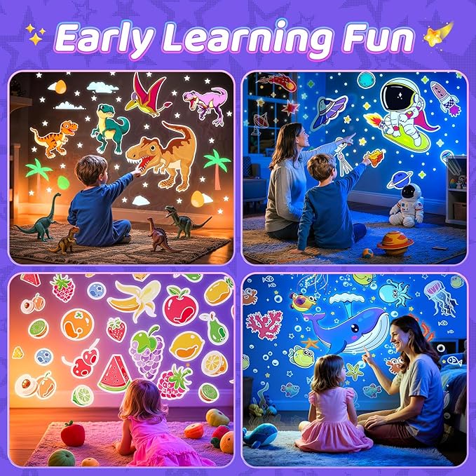 One Fire Dinosaur Night Light Projector, with 15 Films & Bluetooth Music | Remote-Controlled Ocean Projector, Rechargeable Star Night Light for Kids, Sound Machine Dinosaur Gifts for Boys.