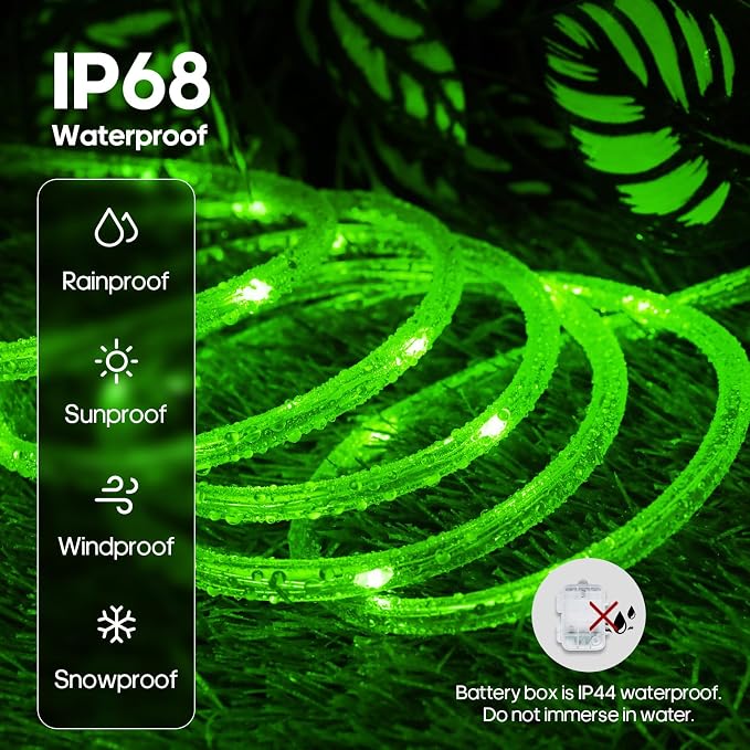 Rope Lights for Outside 39FT 100 LED RGB Battery Operated String Lights | 24 Colors RGB, Color Changing, Waterproof, Remote, String Light Outdoor for Christmas Halloween Party Holiday Wedding Decor