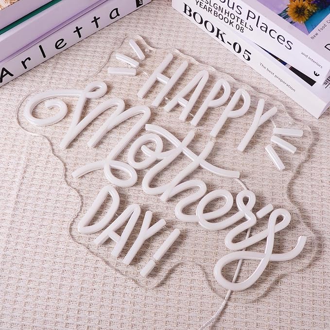 Happy Mother’s Day Neon Lights My Mother is Best Dear Mom letters LED Neon Signs Warm White Light Lamp as Gift for mom-mother’s day, mother’s birthday, wife's birthday, Christmas, Thanksgiving