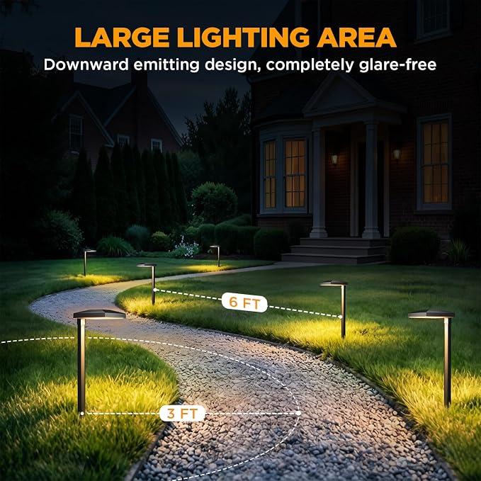 LUTEC 2 Pack Low Voltage Pathway Lights, Aluminum 12V Landscape Lighting with Connectors，IP65 Waterproof Anti-Glare Wired LED Pathway Lights, 5W 500LM Warm White 3000K for Pathway, Yard, Garden